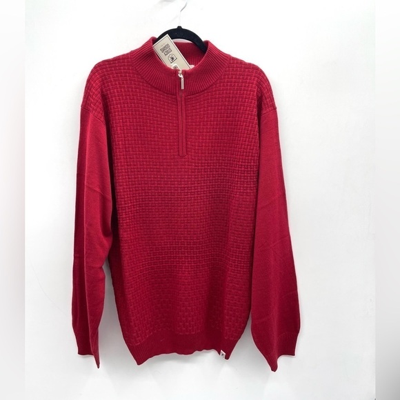 NWT XL Stacy Adams men’s red 1/2 zip long sleeve sweater career gorpcore casual - Picture 1 of 9